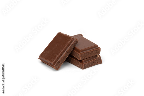 Milk chocolate isolated on white background.