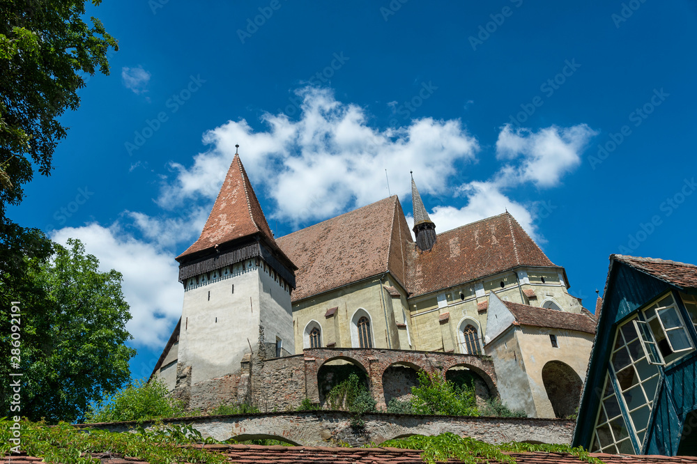 Exterior view of the saxon fortified church of Biertan, Romania.