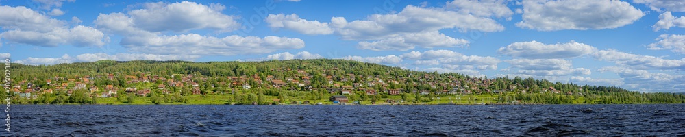 sweden landscape village lake 