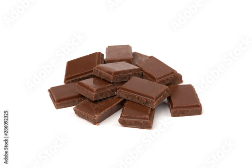 Milk chocolate isolated on white background.