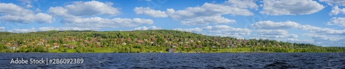 sweden landscape village lake 