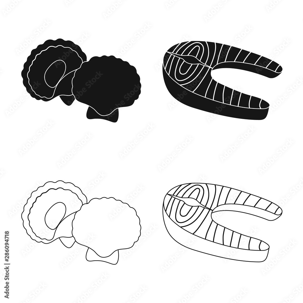 Vector illustration of fresh and restaurant icon. Set of fresh and marine stock vector illustration. Vector illustration of fresh and restaurant icon. Set of fresh and marine stock vector illustration.