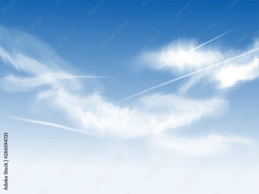 Beautiful clouds on blue sky background. Soft and clean Sky background design in EPS10 vector illustration. Beautiful clouds on blue sky background. Soft and clean Sky background design in EPS10 vector illustration.
