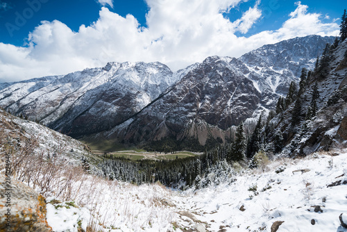 snow covered mountains