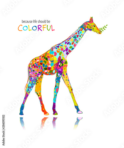 Colorful giraffe, sketch for your design