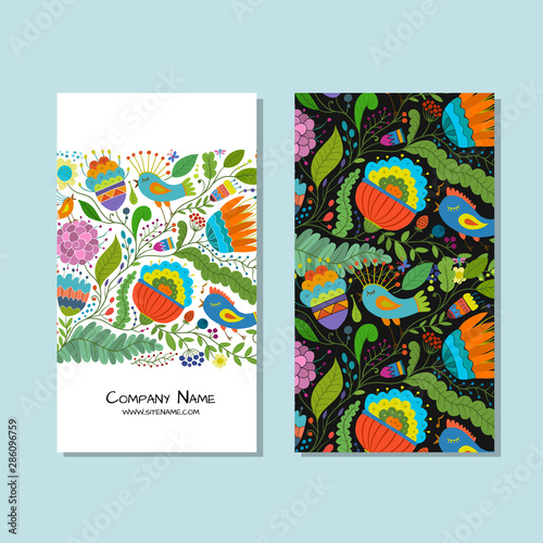 Business cards design, floral background