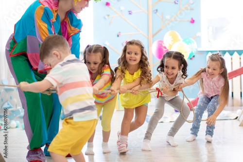 Preschool kids playing team...