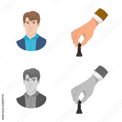 Vector illustration of checkmate and thin sign. Set of checkmate and target vector icon for stock.