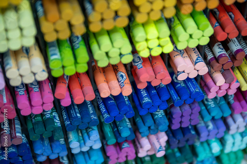 Colorful artist's crayons for creative paintings.