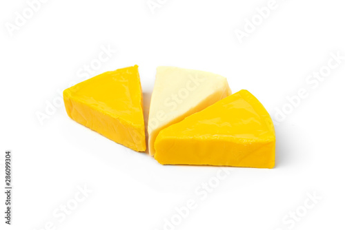 Processed cheese isolated on white background.