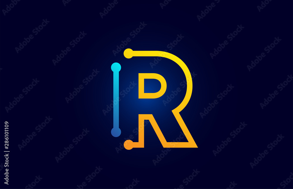 Obraz premium blue and orange letter R alphabet logo icon design