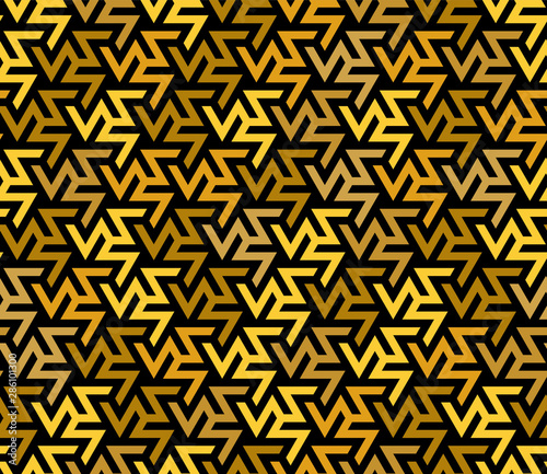 Zigzag yellow and black mix vector pattern. Seamless geometric repeating texture for fabric design, cloth, textile.