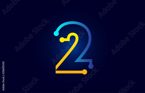 number 2 in blue and orange color for logo icon design