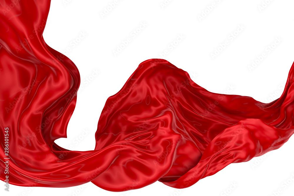 Wavy fabric on a white background. 3D rendering. Wavy fabric on a white background. 3D rendering.