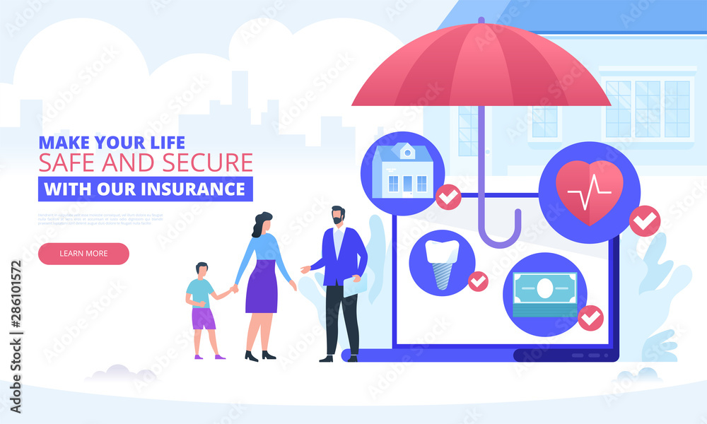 Insurance vector concept with family Insurance vector concept with family