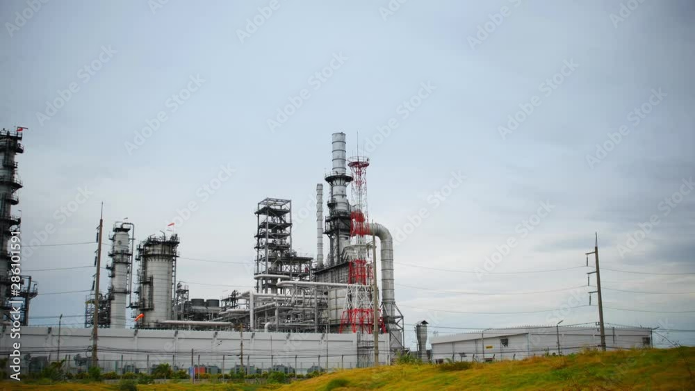 Panning video of Oil and gas Petroleum Refinery Factory or Petroleum Chemical Industry Plant in day time Panning video of Oil and gas Petroleum Refinery Factory or Petroleum Chemical Industry Plant in day time