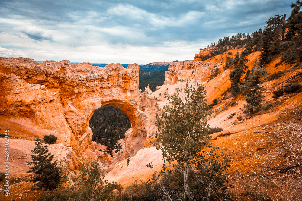 Panoramic in The beautiful The Arch Grand Escalante in Bryce National Park. Utah, United States