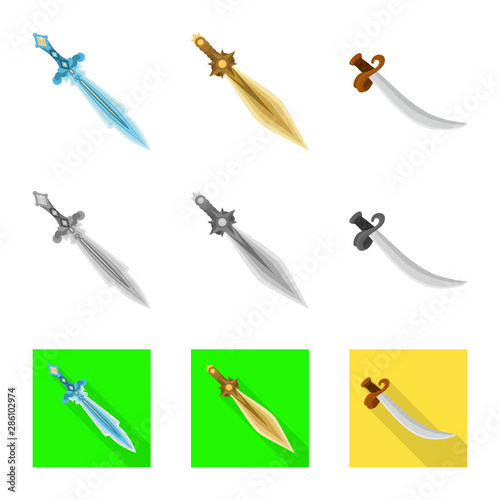 Vector design of game and armor logo. Collection of game and blade vector icon for stock.