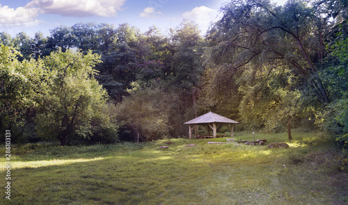 Rest place with a wooden building