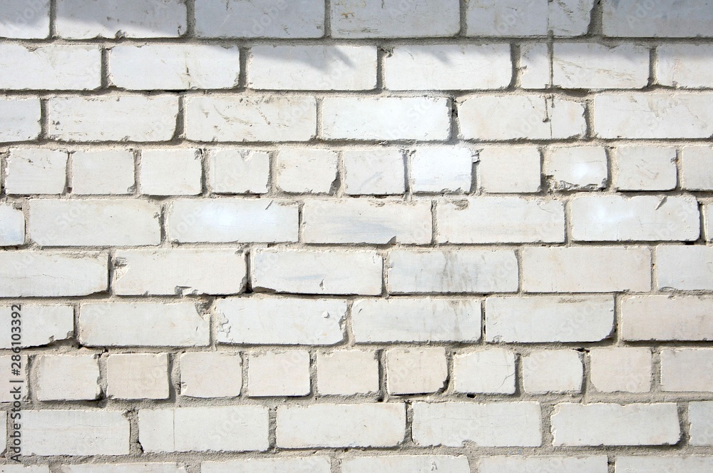 Fototapeta premium White old brick wall abstract texture background