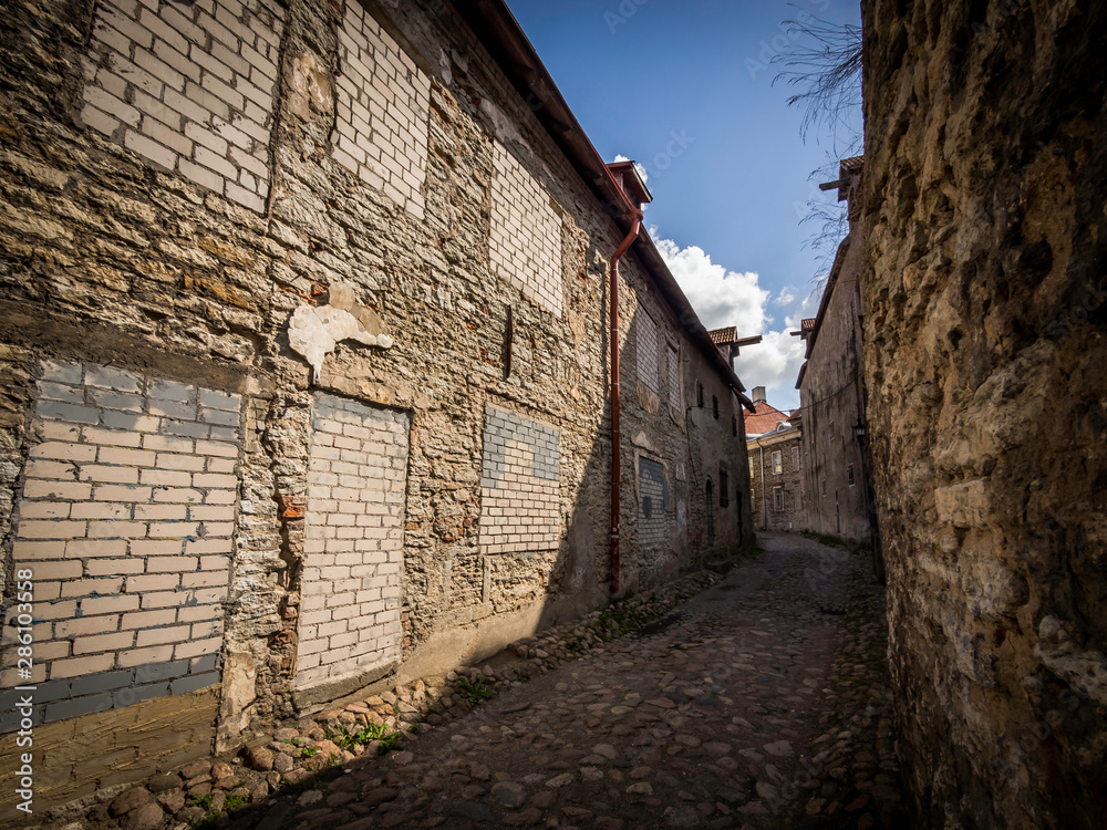 A quiet back alley of Tallinn's old town, Estonia