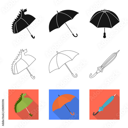 Vector design of protection and closed icon. Collection of protection and rainy vector icon for stock.