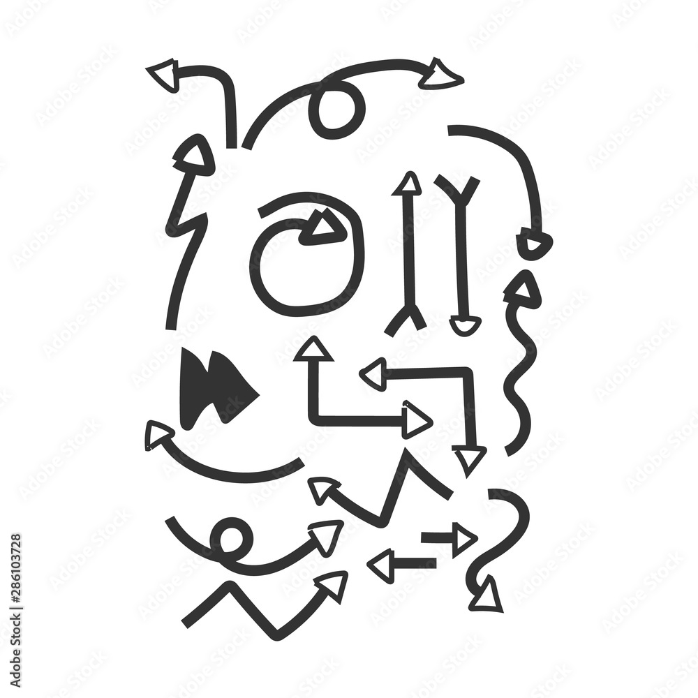 Abstract brush line arrows in hand drawn style illustration vector template Abstract brush line arrows in hand drawn style illustration vector template