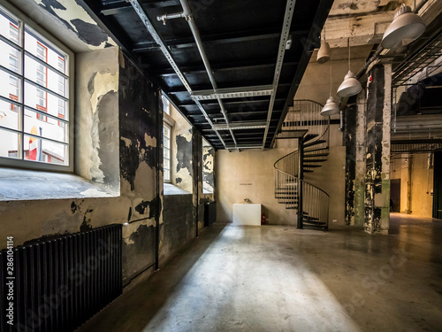 Obraz na płótnie Tallinn, Estonia, Aug 10, 2019, rugged interior design of cultural center Kultuurikatel in Tallinn, Estonia w salonie