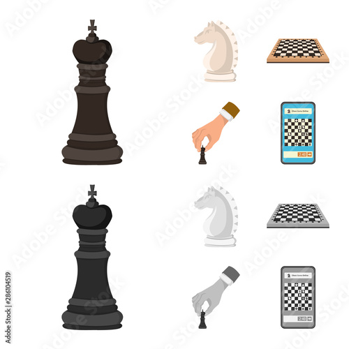Isolated object of checkmate and thin sign. Set of checkmate and target stock vector illustration.