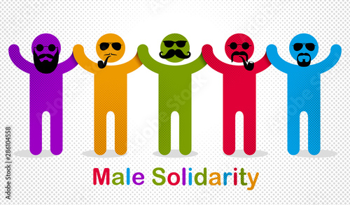 Man day international holiday, gentleman club, male solidarity concept vector illustration icon or greeting card.
