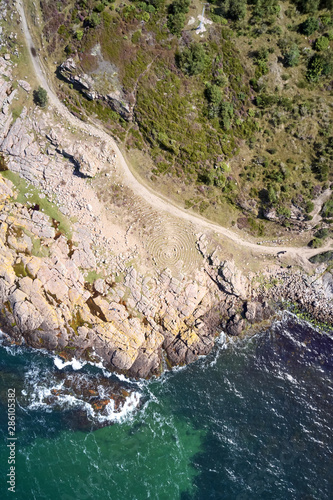 Aerial Shot of the northern coast of the Danish island of Bornholm