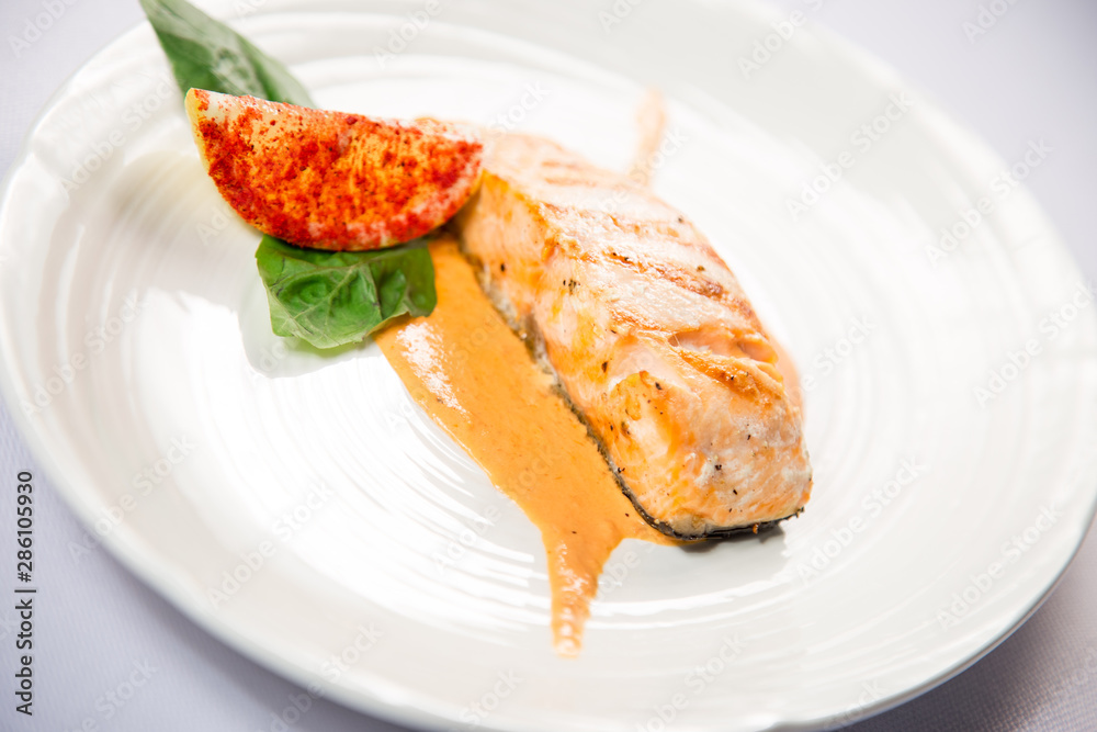 grilled salmon with sauce grilled salmon with sauce