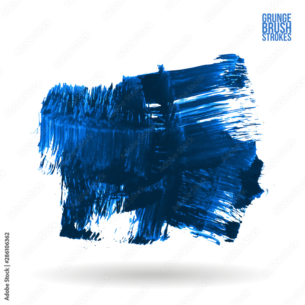 Fototapeta premium Blue brush stroke and texture. Grunge vector abstract hand - painted element. Underline and border design.