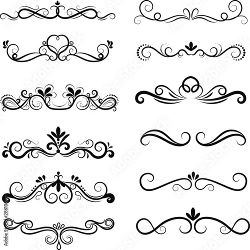 set of curly vintage text dividers