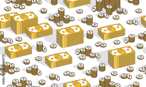 Money cash seamless background, dollar currency money signs, backdrop for financial business website or economical theme ads and information, vector wallpaper or web site background.