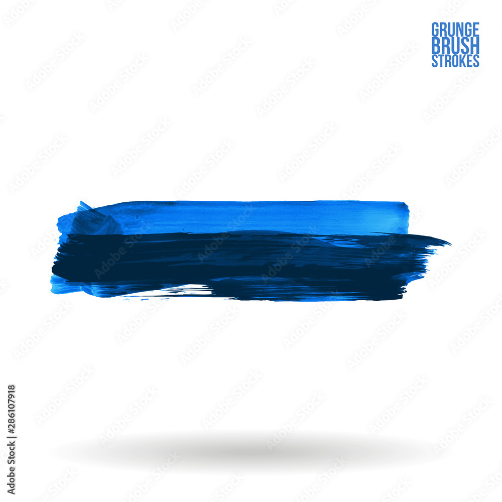 Fototapeta premium Blue brush stroke and texture. Grunge vector abstract hand - painted element. Underline and border design.