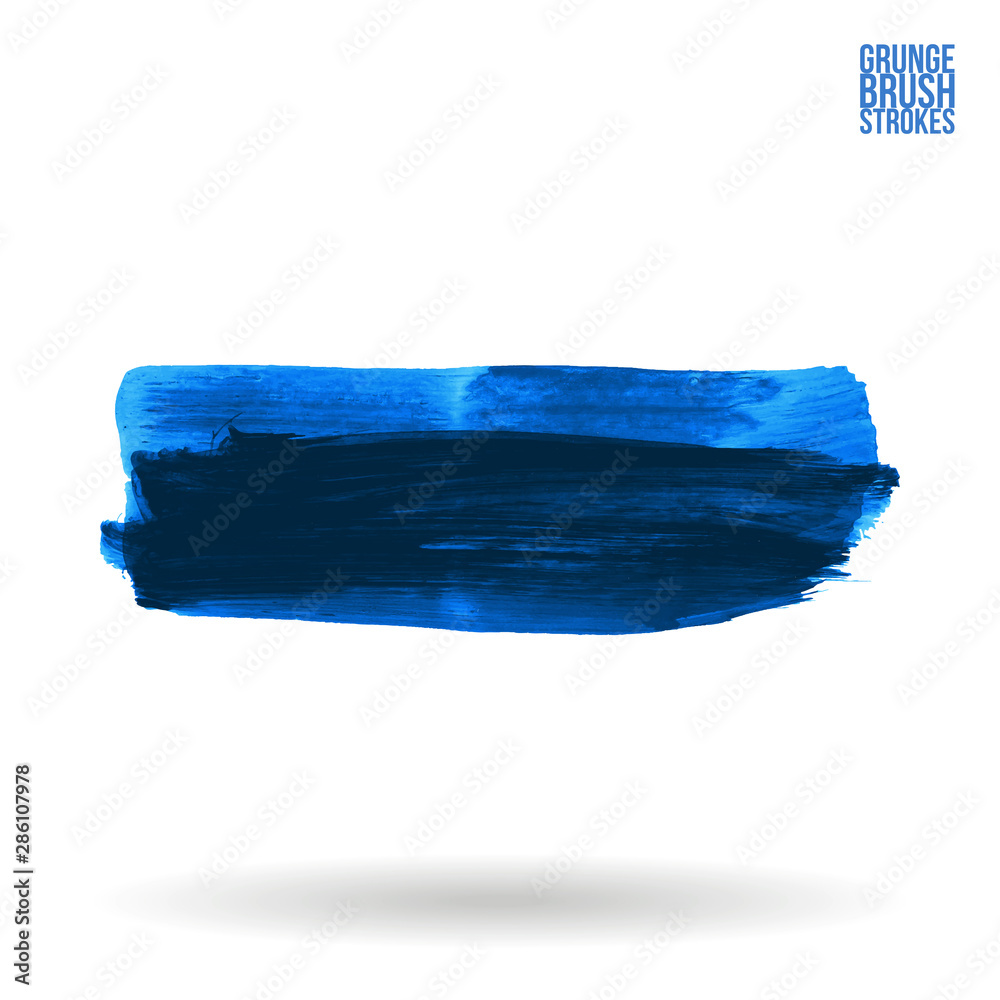 Fototapeta premium Blue brush stroke and texture. Grunge vector abstract hand - painted element. Underline and border design.