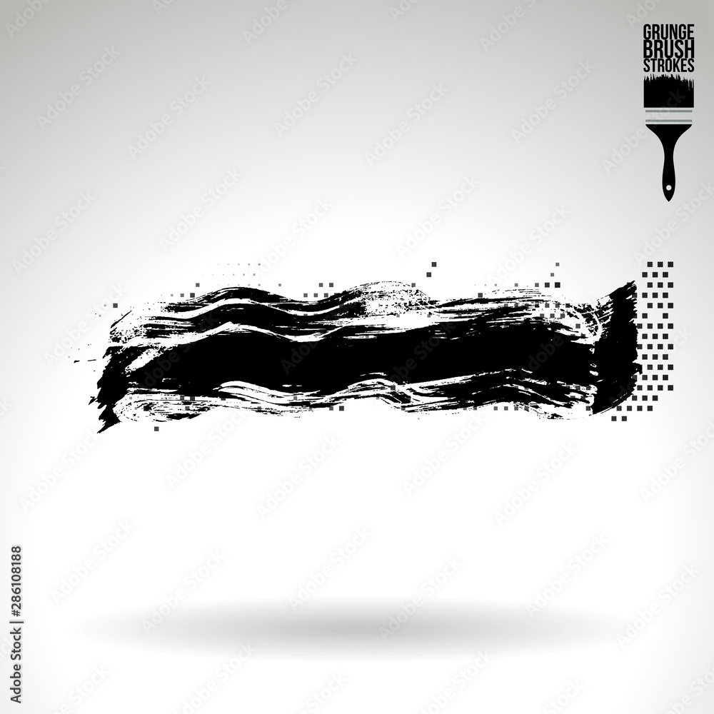 Fototapeta premium Black brush stroke and texture. Grunge vector abstract hand - painted element. Underline and border design.