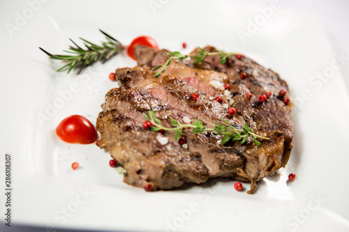 beef steak on a white background
