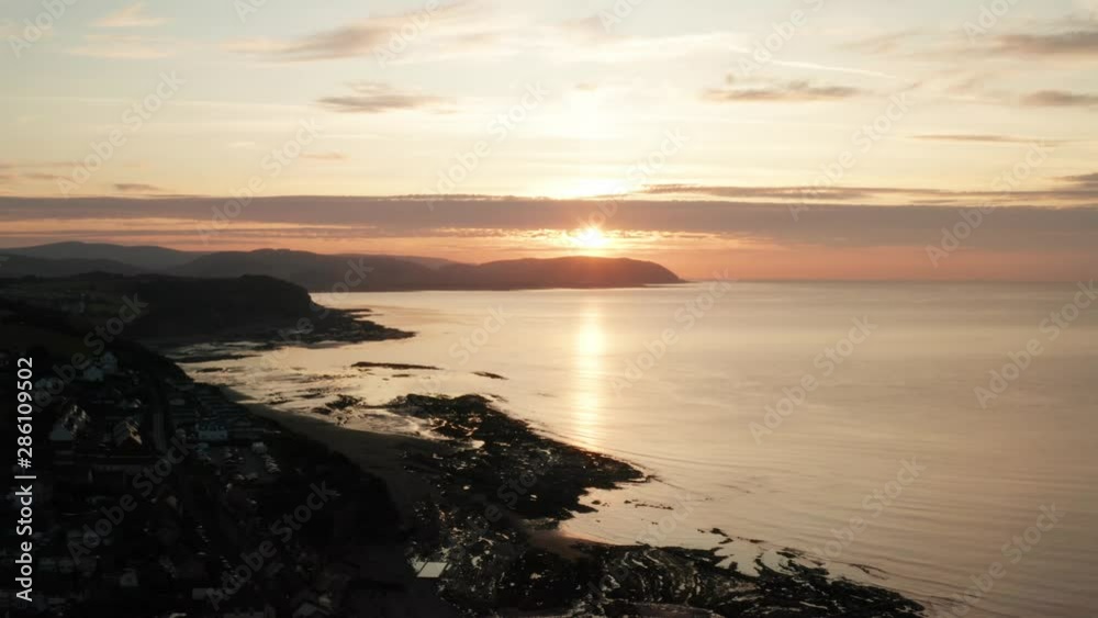 West Somerset sunrise aerial view, England UK West Somerset sunrise aerial view, England UK