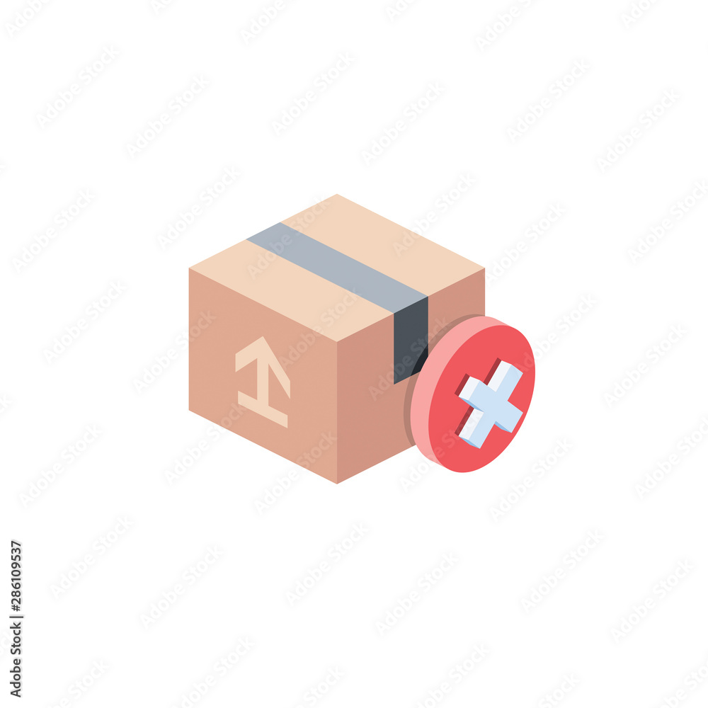 Obraz premium Parcel close delete. Vector 3d isometric, color web icons set, new flat style. Creative illustration, idea for infographics.