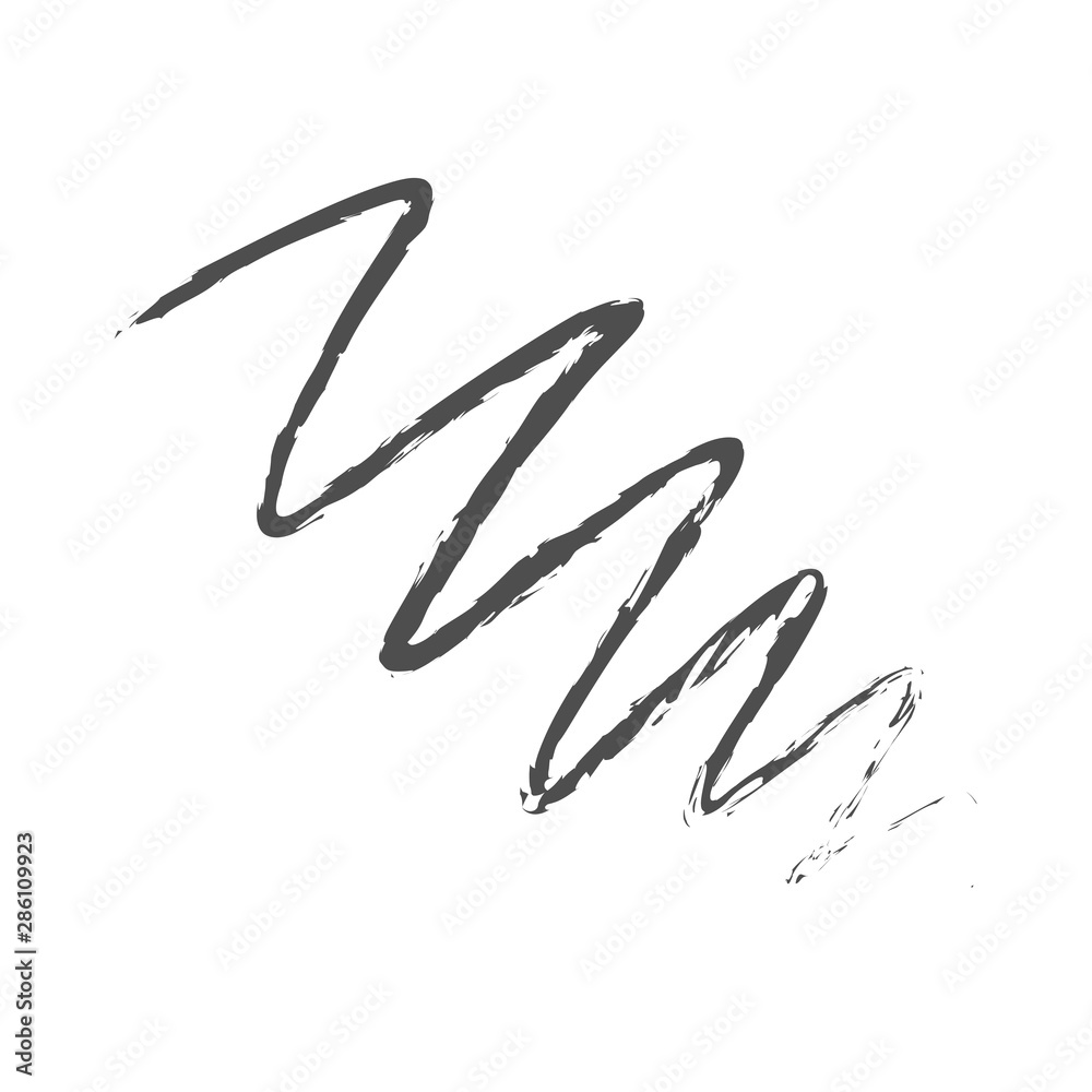 Beauty Makeup Artist logo template concept with black textured eye pencil drawing stroke. Vector cosmetics sample. Eyeliner smudge smear. Cosmetics vector stroke.