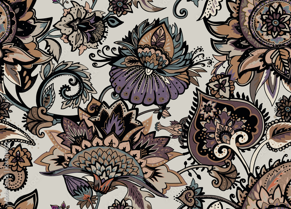 Paisley. Seamless Textile floral pattern with oriental paisley ornament. Paisley. Seamless Textile floral pattern with oriental paisley ornament.