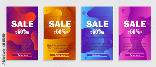 Set of dynamic abstract liquid shapes on coupon. Modern discount covers for website, social media or mobile apps. Discount sale coupon banner template. Trendy background vector