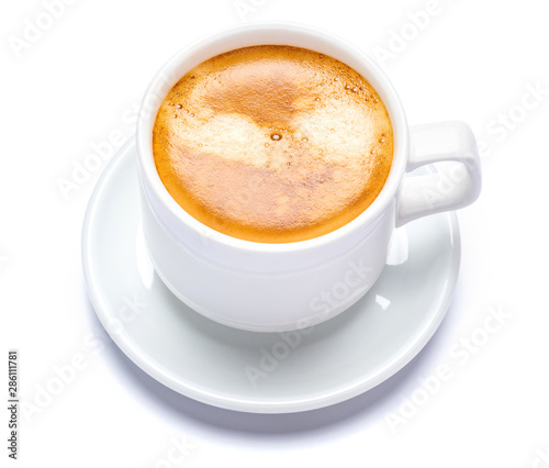 cup of coffee over white background with clipping path
