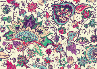 Fotobehang Paisley patronen Oosters paisley textielpatroon bloemen  © alfaolga