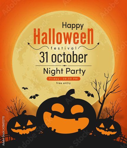 happy halloween night party banner vector design 2019