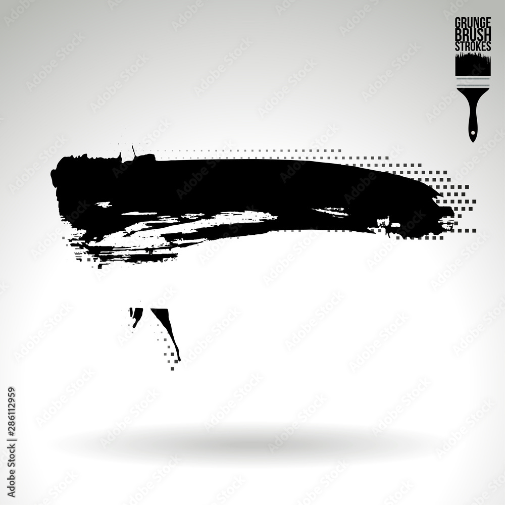 Obraz premium Black brush stroke and texture. Grunge vector abstract hand - painted element. Underline and border design.