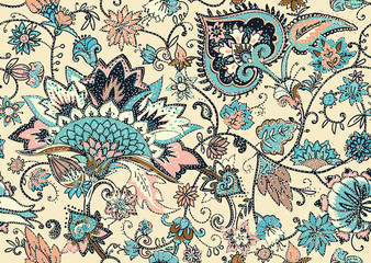 Fotobehang Paisley patronen Textiel paisley dessin bloemornament  © alfaolga