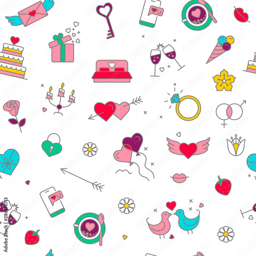Seamless pattern background with wedding signs and symbols Seamless pattern background with wedding signs and symbols